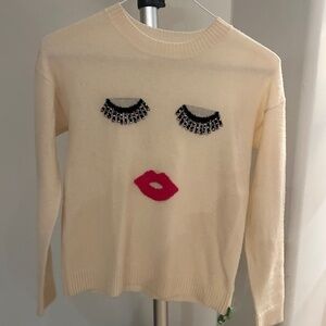 Autumn Cashmere Girl's Studded Face Wool-Cashmere Sweater
